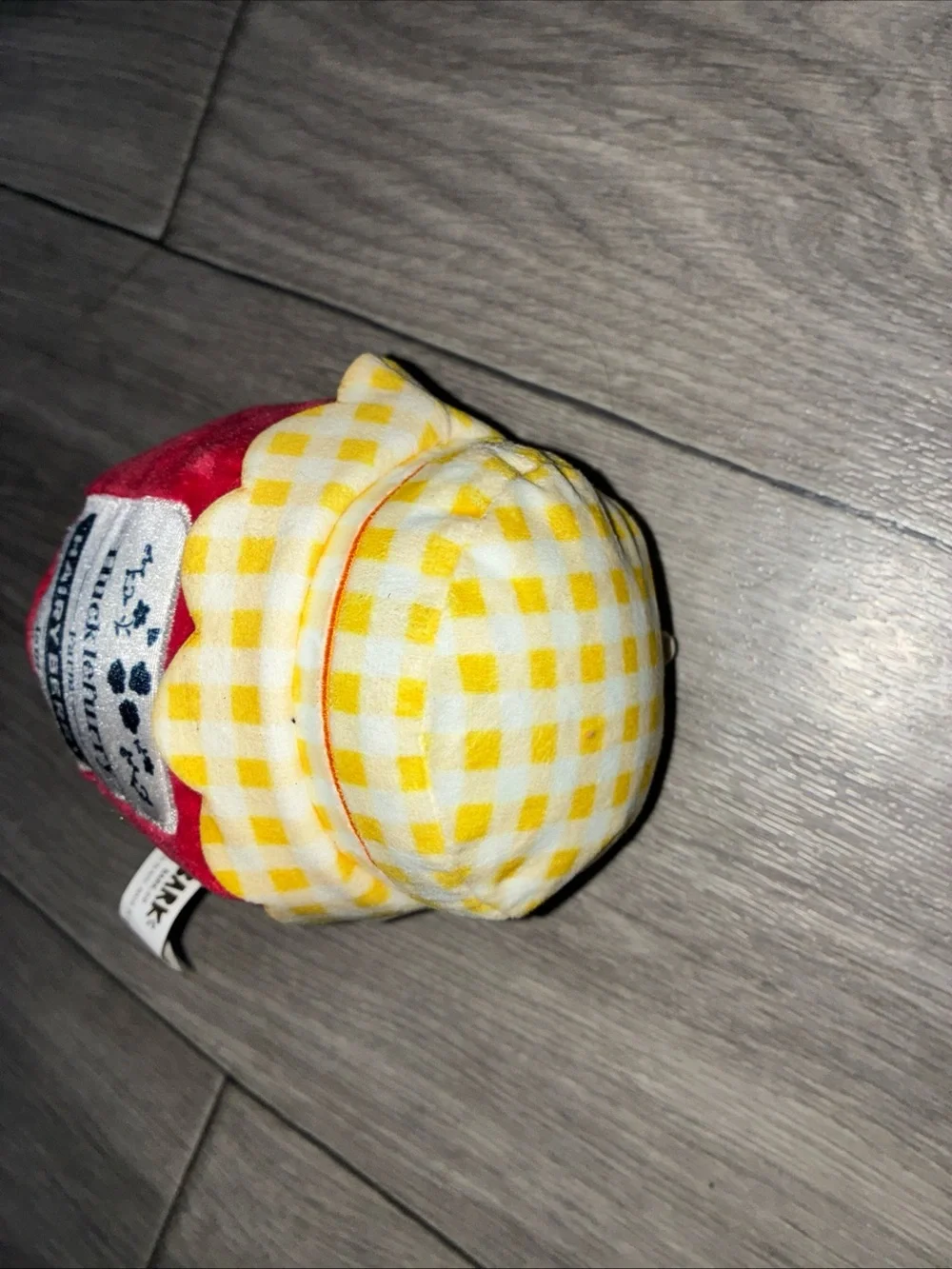 Bark Plush Jam Jar Toy - Red & Yellow Gingham